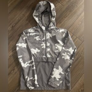 OCG Youth Gray Camo Half Zip Windbreaker Hoodie Lightweight Jacket Size M